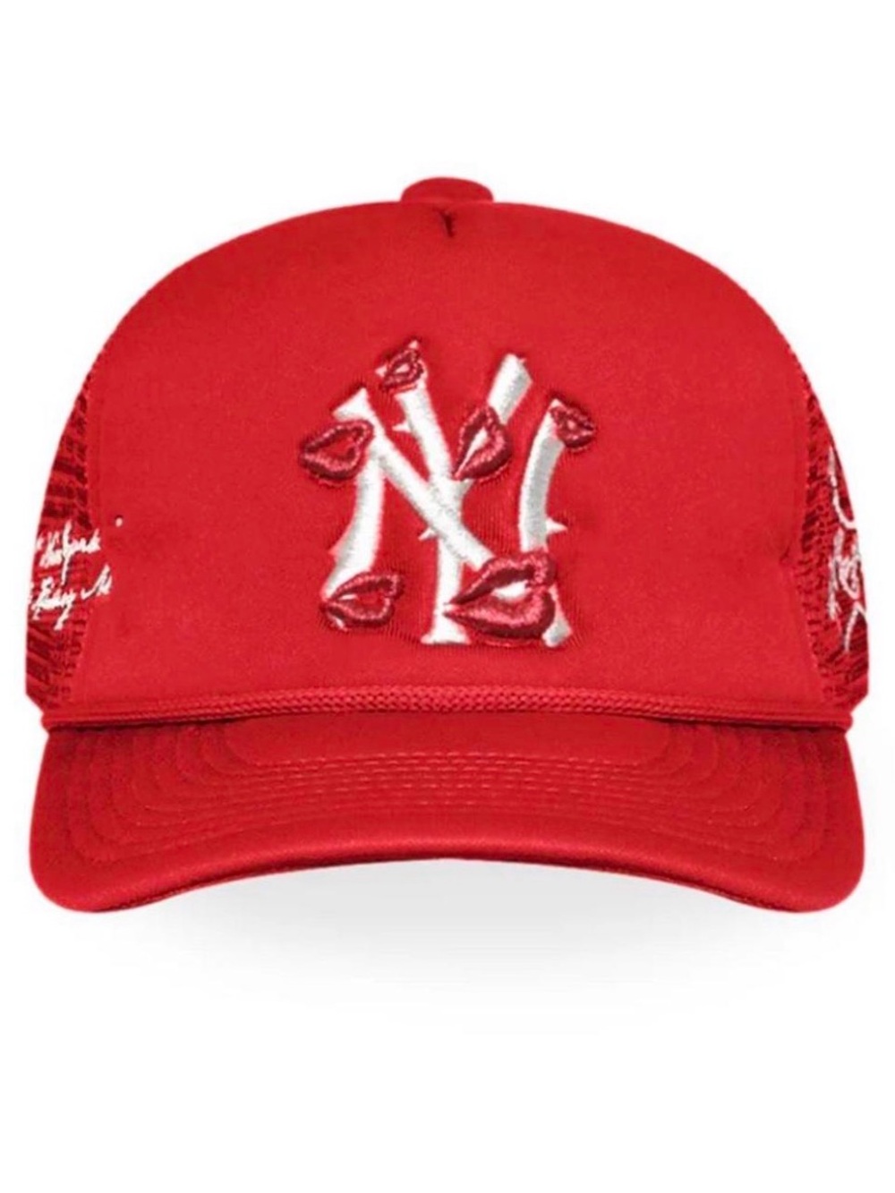Red New York Yankees baseball trucker cap